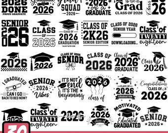 Class of 2026 SVG Bundle, Graduation Cap SVG, Graduate 2026 Cut Files, Senior 2026 SVG png, Graduation Silhouette Cricut File Magical Senior