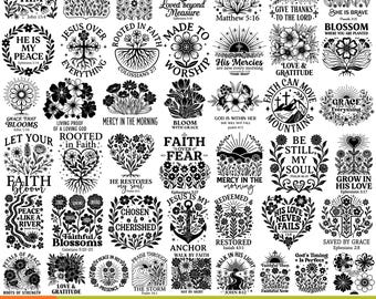 Christian Vintage Boho Floral Svg Png Bundle, Christian Shirt Designs, Religious Sublimation Bundle, Boho Bible Verse Flower Svg, Faith Png