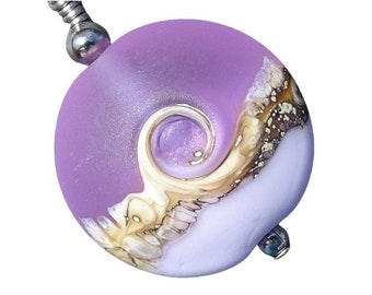 Beach Wave Necklace in Purple, Lampwork Bead Pendant Necklace, Sea Glass Necklace, Beach Wave Pendant, Beach Jewelry, Ocean Jewelry