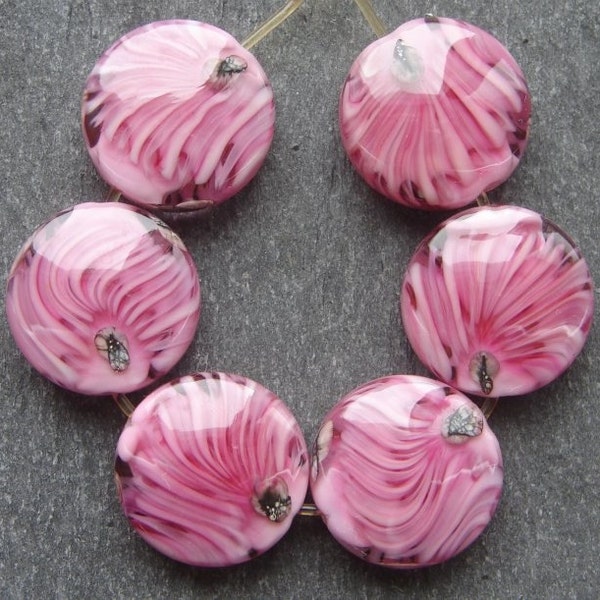Lampwork beads 050 Sprees (6) PINK