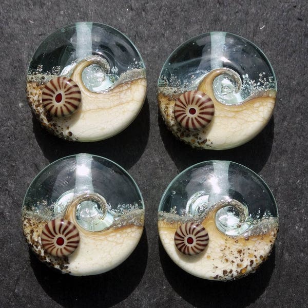 Lampwork Large Sprees (4) Pale Aqua w/murrine