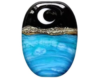 Moon Focal Bead (1), Lampwork Beads for Jewelry 011