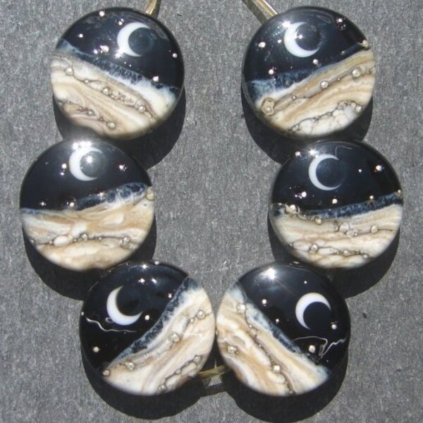 Lampwork beads 505 Sprees (6) MIDNIGHT