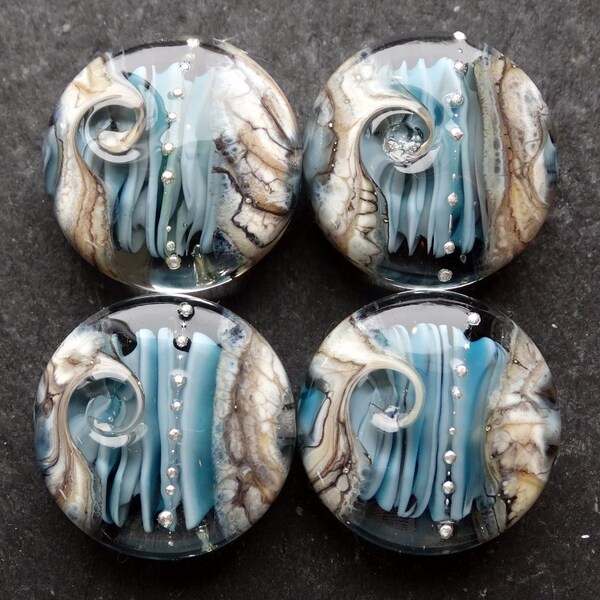 Lampwork Large Sprees (4) Encased Ocean