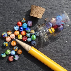Off-round Miniature Glass Marbles - Mini Bottle of Glass Marbles ...