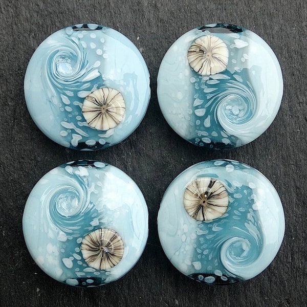 Artisan Lampwork Beads, SRA, Glass, Large Sprees (4) First Frost