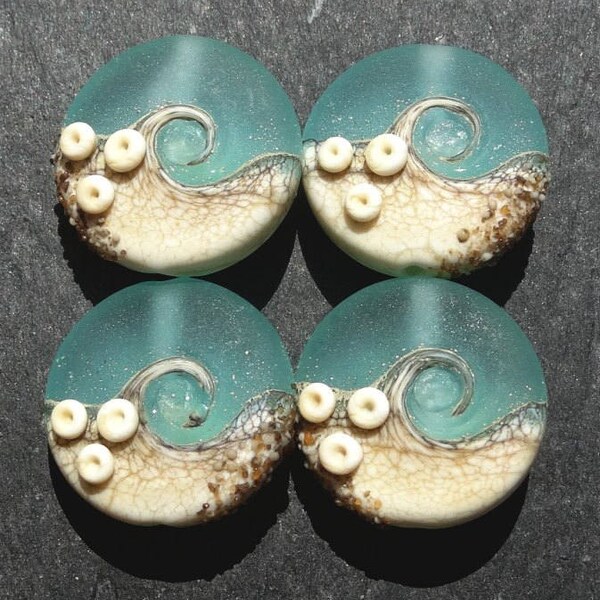Lampwork Small Focals Sprees (4) Celedon