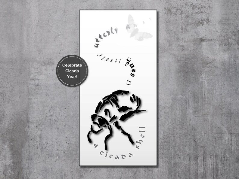 Cicada Text Cicada Printable Wall Art Haiku by Bashō - Etsy