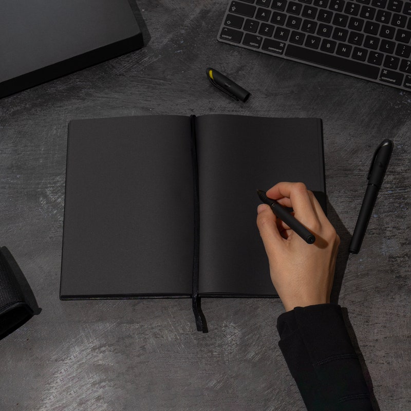 Black Paper Notebook - Etsy UK