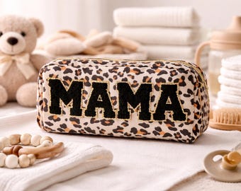 Personalised mum bag, MAMA Glitter patch letter pouch, Mum gift
