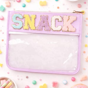 Patch Letter Snack Pouch – Clear Kids Travel Bag, Baby plane snack bag