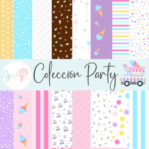 Digital papers, party, ice cream, png, cricut, cameo