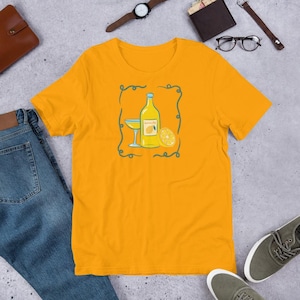 Hand drawn Limoncello T-Shirt, Summer Lemon Tee, Mediterranean Summer Shirt, Italian Amalfi Coast Aesthetic, Unisex Holiday Top