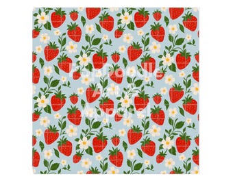 Strawberry Fields Seamless Pattern: Hand Drawn Floral PNG (Digital Download)
