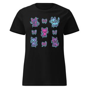 Kawaii Coquette Cat T-Shirt | Women’s Semi-Fitted Tee | Cute but Evil Kitty Shirt | Pastel Goth Graphic Tee | Flattering Cute Catcore Top