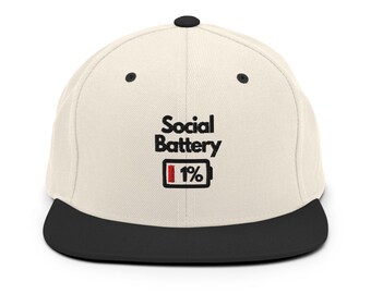 Gorra divertida para introvertidos: Gorra bordada con batería social del 1 %
