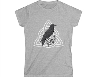 Raven on Celtic Triquetra Tee | Pagan Norse Goth Shirt | Witchy Bird Shirt | Spiritual Apparel