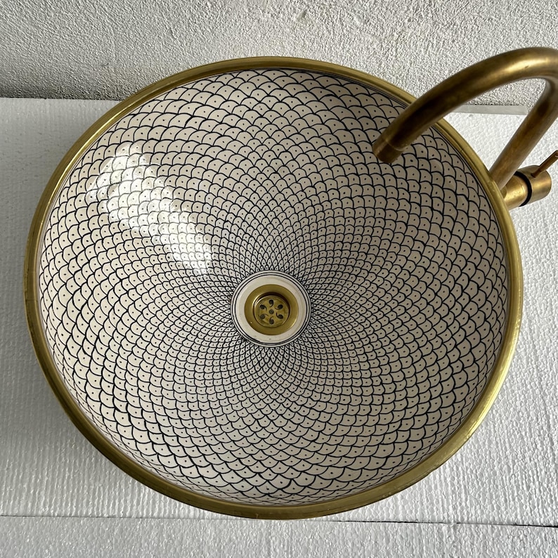 Rimmed Rustic Sink, Vintage Sink for Bathroom, Custom Ceramic Basin ...