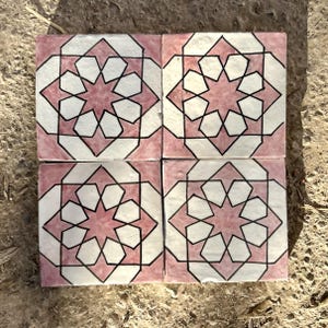 Authentic Pink Tiles, 4x4 Clay Tiles, Authentic Handmade Ceramic Tiles, Tiles for Floor, Backsplash, Bathroom, Stairs, 10 CM Custom Tile
