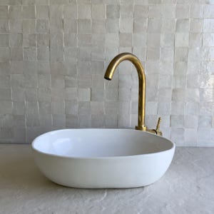 Handmade Oval Ceramic Vessel Sink – Moroccan Artisan Bathroom Vanity Basin
