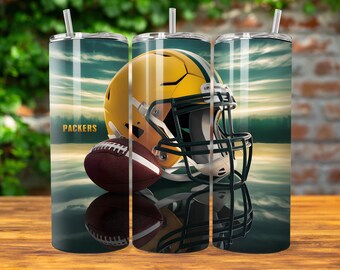 Green Bay 20 onças Skinny Tumbler Wrap PNG, Sport 20 onças Tumbler PNG, Mascot Sublimation Tumbler PNG Digital Download, Football Tumbler