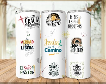 Citazioni motivazionali della Bibbia SPAGNOLA 20oz Tumbler magro Design a sublimazione, Tumbler Wrap Png, Fai da te, Regalo cristiano per lei