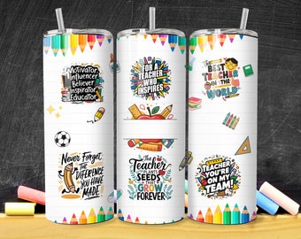 Personalized Teacher 20 oz skinny tumbler png, tumbler wrap png, custom name tumbler png, 20 oz tumbler designs, tumbler png download
