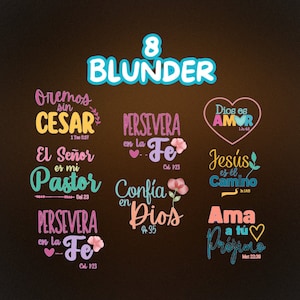 8 Versículos de la Biblia en español, Frases religiosas, Frases cristianas png, Frases cristianas, Citas cristianas en español, Paquete de imágenes prediseñadas cristianas
