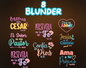 8 versículos bíblicos en español / Frases religiosas / Frases cristianas png / Frases cristianas, Citas cristianas en español / Paquete de imágenes prediseñadas cristianas