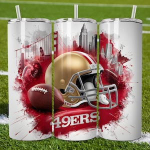 San Francisco 20oz Skinny Tumbler Wrap PNG, Sport 20oz Tumbler PNG, Mascot Sublimation Tumbler PNG Digital Download, Football Tumbler