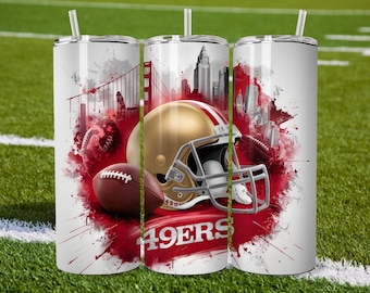San Francisco 20oz Skinny Tumbler Wrap PNG, Sport 20oz Tumbler PNG, Mascot Sublimation Tumbler PNG Digital Download, Football Tumbler