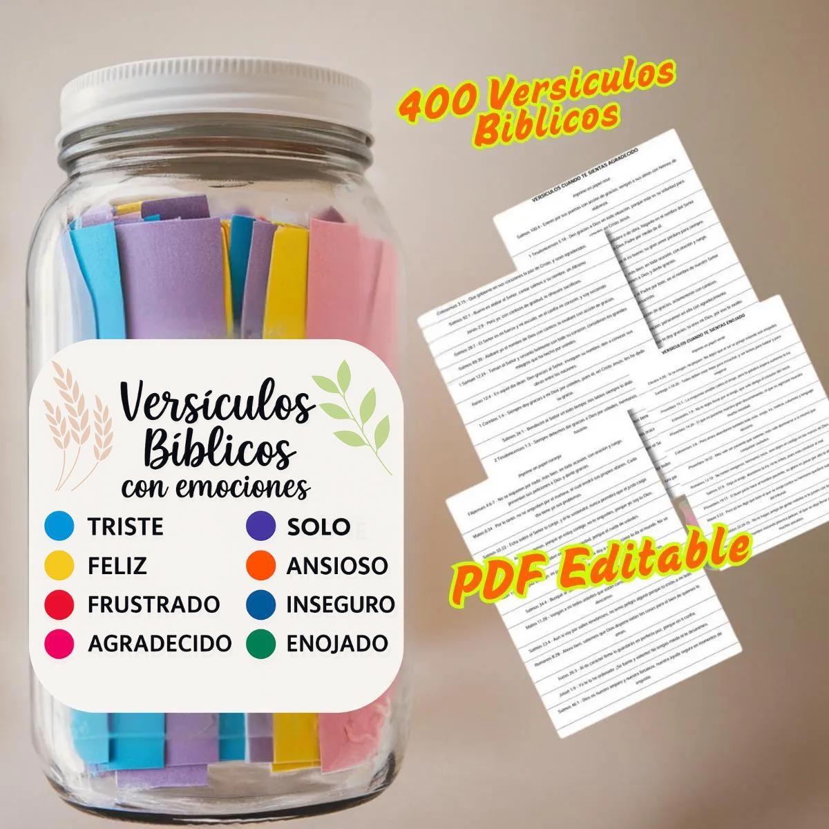 Spanish DIY Color Coded Bible Verse Jar Kit, Read Me When Jar ...