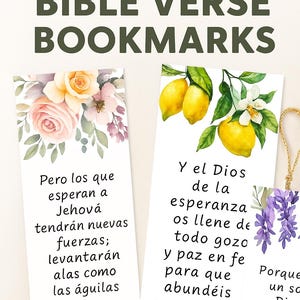 10 Spanish Bible Verse Bookmark Bundle, Printable Floral Bookmark, Christian PNG, Inspirational Bookmark, Printable Christian Art, Bookmark