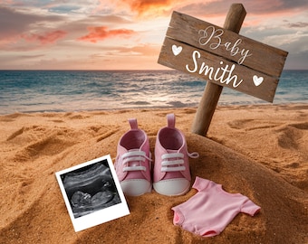 Girl Pregnancy Announcement Digital Baby Announcement Girl Gender Reveal Social Media Reveal Editable Template Its a Girl Little Sister