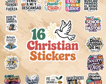 16 Spanish Bible Verses Bundle | Inspirational Sticker Bundle, | Frases Biblicas religiosas | Stickers Digitales | Frases Cristianas PNG
