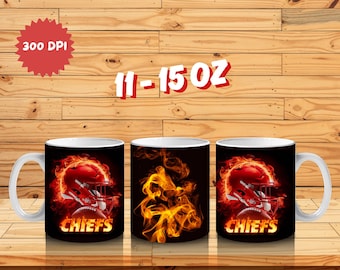 Kansas City Mug Wrap 11oz 15oz PNG, Design per tazza con mascotte sportiva per sublimazione, Download digitale di tazza PNG, Wrap per tazza per sublimazione, Tazza da football