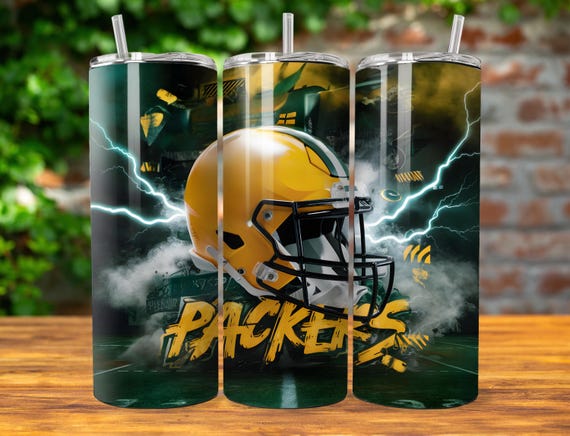 Green Bay 20oz Skinny Tumbler Wrap PNG, Sport 20oz Tumbler PNG, Mascot Sublimation Tumbler PNG Digital Download, Football Tumbler