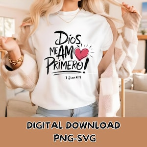 Spanish Bible Verse - Frases religiosas T-Shirt Motivational Quote PNG Inspirational Christian Tee Design Digital Download