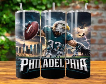Philadelphia 20oz Skinny Tumbler Wrap PNG, Sport 20oz Tumbler PNG, Mascot Sublimation Tumbler PNG Digital Download