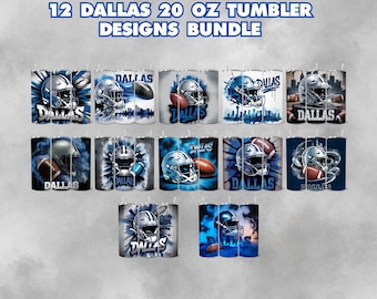 12 Dallas 20oz Skinny Tumbler Wrap PNG, Sport 20oz Tumbler PNG, Mascot Sublimation Tumbler PNG Download digitale, Dallas Football Png