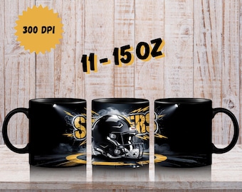 Tazza Pittsburgh Wrap 11oz 15oz PNG, Design per tazza con mascotte sportiva per sublimazione, Download digitale di tazze PNG, Tazza Wrap per sublimazione, Tazza da football