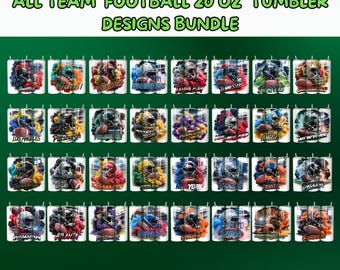 32 Bundle 20oz Football Tumbler Wrap, All Teams 20oz Tumbler Designs Bundle, 20oz Skinny Tumbler Wrap PNG, Mascot Sublimation Tumbler PNG