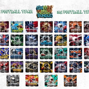 32-pack 20oz fotbollsglasomslag, alla lag 20oz glasdesigner paket, 20oz smalt glasomslag PNG, graffitifotbollsglasomslag
