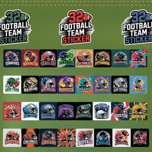 32 Football Team Stickers Design Bundle | PNG Digital Download | Sports Logo Clipart