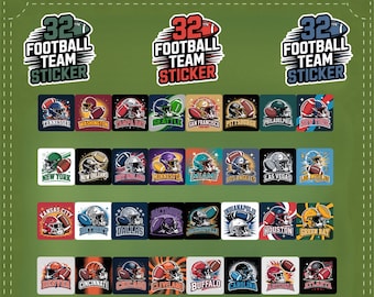 Pacchetto di 32 adesivi per squadre di calcio / Download digitale PNG / Clipart del logo sportivo