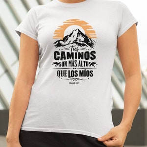 Camiseta con versículo bíblico en español - Frases religiosas Cita motivacional PNG Diseño de camiseta cristiana inspiradora Descarga digital