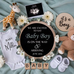 Boy Pregnancy Announcement Digital Baby Announcement Boy Gender Reveal Social Media Reveal Editable Template Its a Boy Little Brother