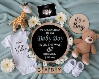 Boy Pregnancy Announcement Digital Baby Announcement Boy Gender Reveal Social Media Reveal Editable Template Its a Boy Little Brother