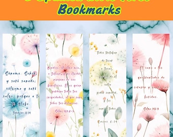 Spanish Bible Verse Bookmarks, Bookmark Set, Printable Bible Verse Bookmarks, Encouraging Scripture, Floral Design, Digital Download