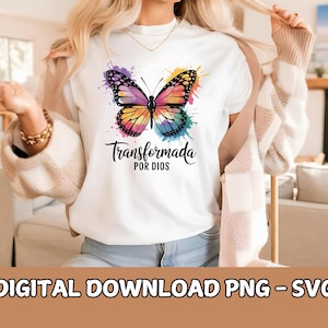 Spanish Bible Verse - Frases religiosas T-Shirt Motivational Quote PNG Inspirational Christian Tee Design Digital Download